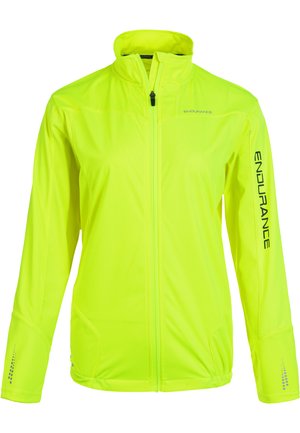 Fluorescent yellow lightweight jacket with a zip front, long sleeves, and "ENDURANCE" branding on the right sleeve and upper left chest.
