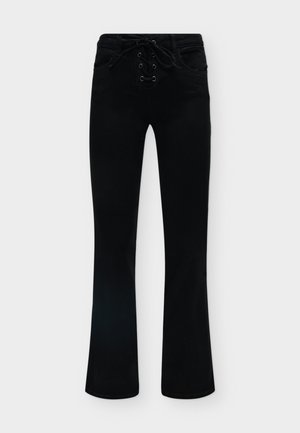 ONLY, ONLPOWER TIE LACE FLARED - Vaqueros a campana - black denim