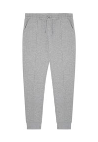 Szare dresy z elastycznym paskiem i sznurkiem. Posiadają boczne kieszenie i ściągacze u dołu, wykonane z miękkiej tkaniny bawełnianej.