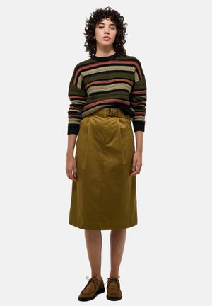 AVEC CEINTURE - Jupe plissée - vieil or