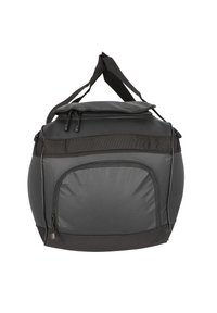 Black insulated cooler bag with a zipper closure, sturdy handles, and a front pocket. Made from durable, water-resistant material.