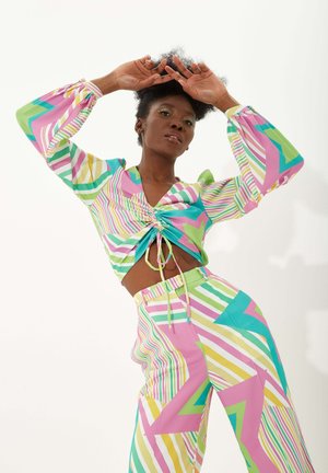 STAR PRINT WITH A GATHERED FRONT - Long sleeved top - multi-coloured