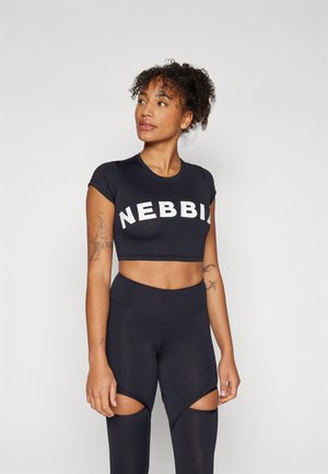 SHORT SLEEVE CROP TOP - Printtipaita - black