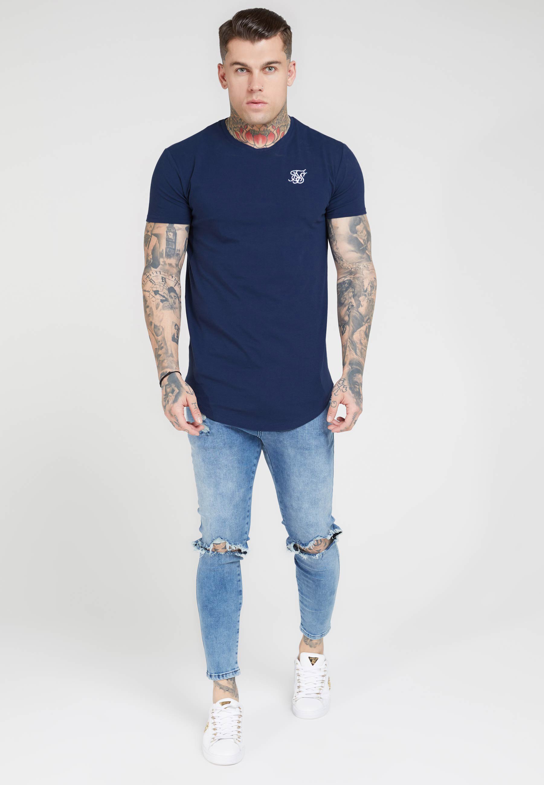 Sik Silk Marl Fade Panel Tech Tee Neon Blue