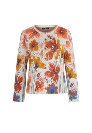 JACQUARD FLORAL PATTERN - Strickjacke - white coffee