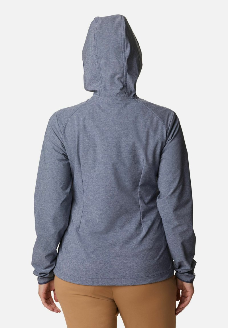 Giacca con cappuccio in tessuto grigio heather, caratterizzata da una silhouette aderente, maniche lunghe e dettagli delle cuciture sul retro.