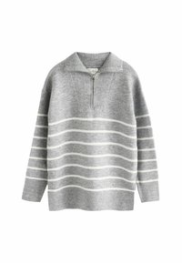 HALF ZIP - Stickad tröja - grey stripe