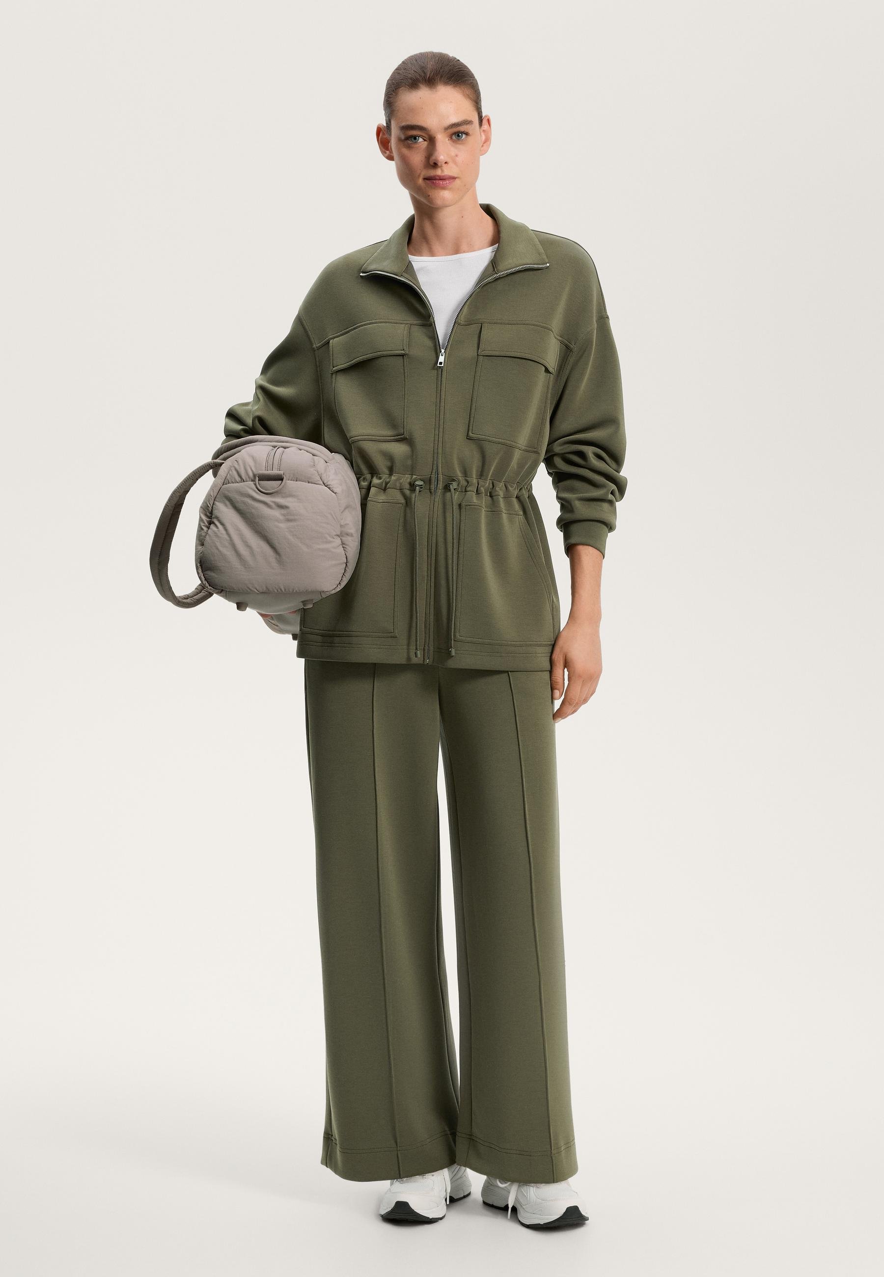 OYSHO SOFT TOUCH WITH POCKETS LONG - Zip-up sweatshirt - khaki