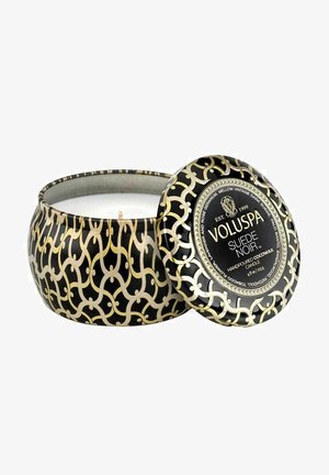 Voluspa, VOLUSPA DECORATIVE TIN CANDLE SUEDE NOIR 113G - Tuoksukynttilä - black