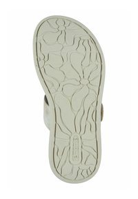 Semelle de sandale avec surface texturée ; couleur gris clair ornée de motifs floraux. Marquée avec le logo "remonte" et l'étiquette de taille (37).