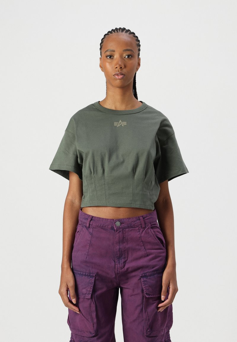 Alpha Industries T-shirt med print - dark olive