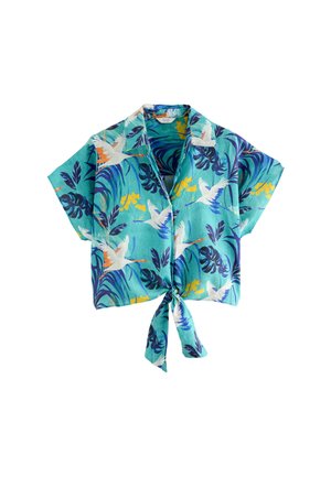 REGULAR FIT - FRONT SHORT SLEEVE - Hemdbluse - blue tropical palm print
