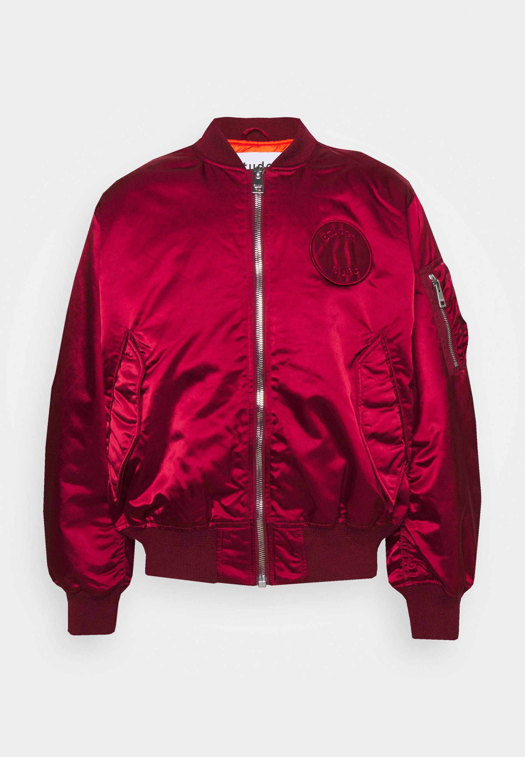 dark red bomber jacket