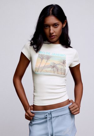 Bershka, PRINT T-SHIRT - Tričko s potlačou - white