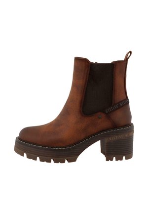 Platform ankle boots - cognac