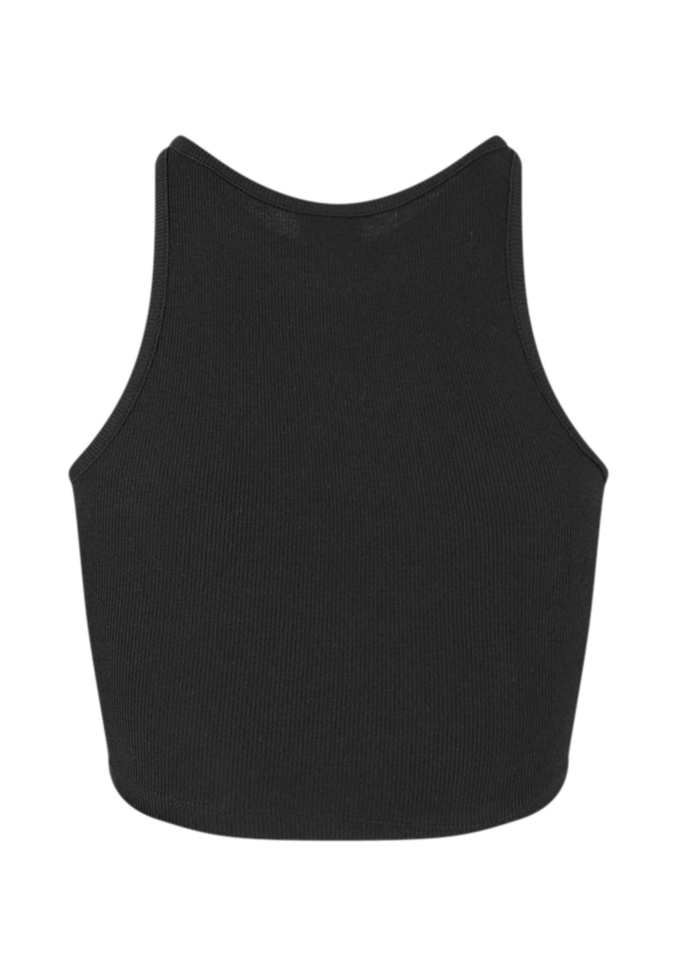 Urban Classics Women's Ladies Cropped Asymmetric Top Sports Tank, Black (Black 00007), XL