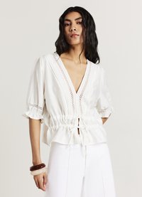 Calliope RICAMO A JOUR - Bluse - bianco lana