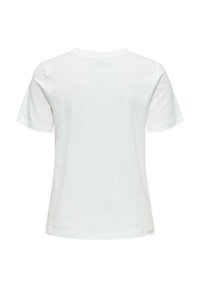 Weißes Baumwoll-T-Shirt mit kurzen Ärmeln und rundem Ausschnitt. Glatte Textur und lockere Passform, keine sichtbaren Muster oder Akzente.