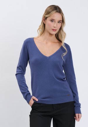 INFLUENCER, INFLUENCER PULLOVER V-NECK BASIC LINE PULL - Pullover - indigo