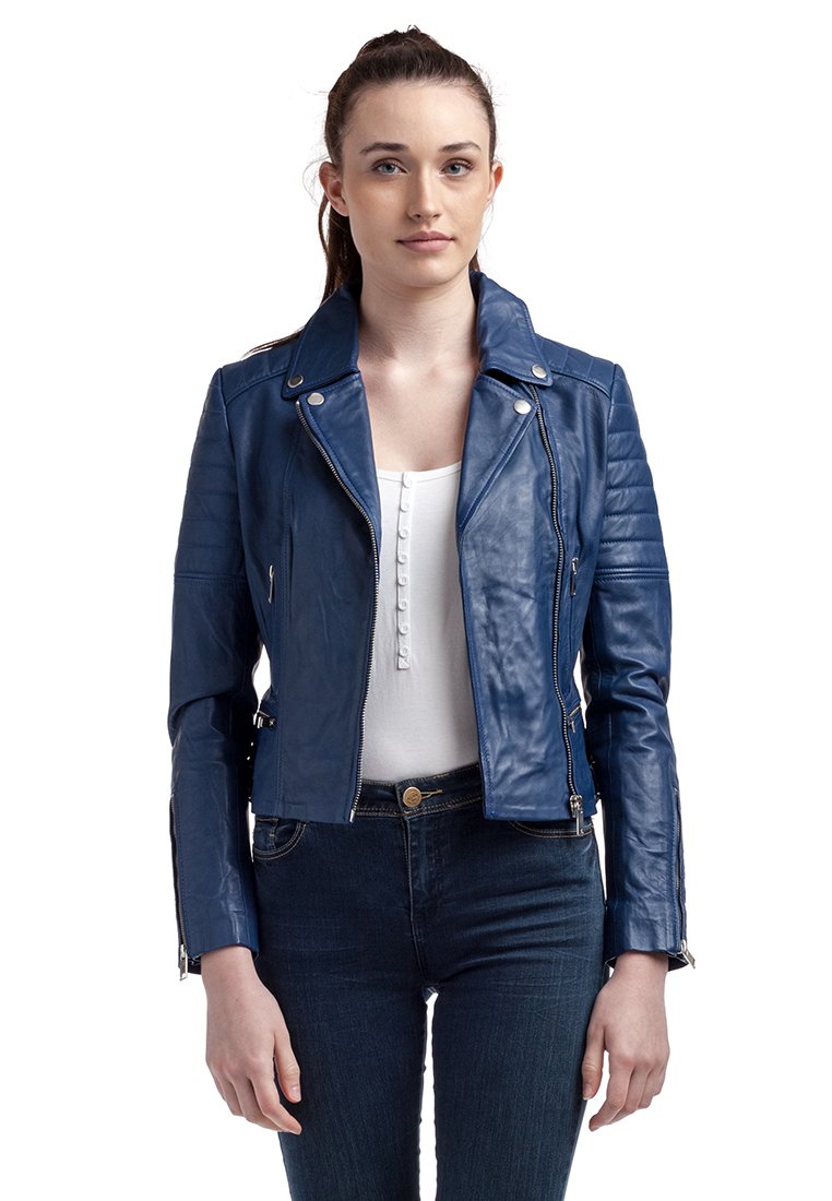 Le Temps Des Cerises Leren jas blauw Le Temps Des Cerises Leren jas blauw