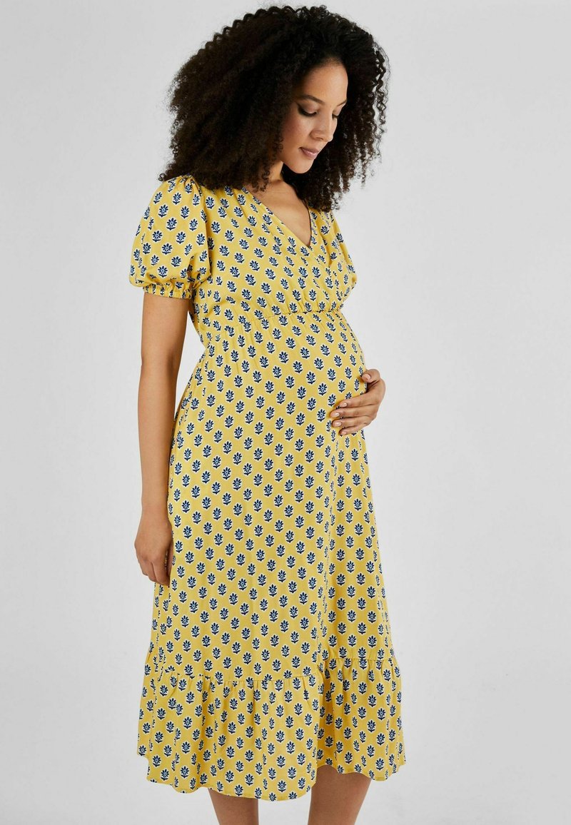 JoJo Maman Bébé MATERNITY MIDI DRESS - REGULAR FIT - Dnevna haljina - yellow batik print