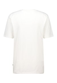 Valkoinen puuvillapaita, lyhyet hihat, pyöreä kaula-aukko, pehmeä rakenne, suora helma, minimaalinen muotoilu, sopii arkikäyttöön. Ei huomattavia kuvioita.