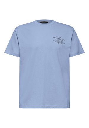Street One MEN, T-SHIRT WITH ROUND NECK AND CHESTPRINT, jasnoniebieski