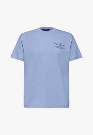Street One MEN, T-SHIRT WITH ROUND NECK AND CHESTPRINT, jasnoniebieski