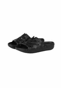 Infradito in gomma nera con un motivo a onda sulla parte superiore, design open-toe e suola testurizzata per una migliore aderenza.