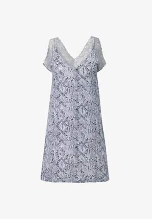TRUYOU, TRUYOU SNAKESKIN PRINT LACE TRIM NIGHTGOWN - Nachthemd - dark grey