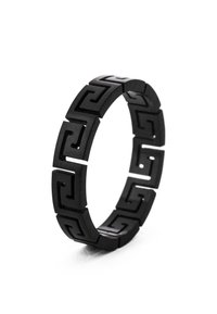 Akitsune Terra Ring - Men's Stainless Steel Hammered Granite Texture Ring, Matte Black, Size US 10