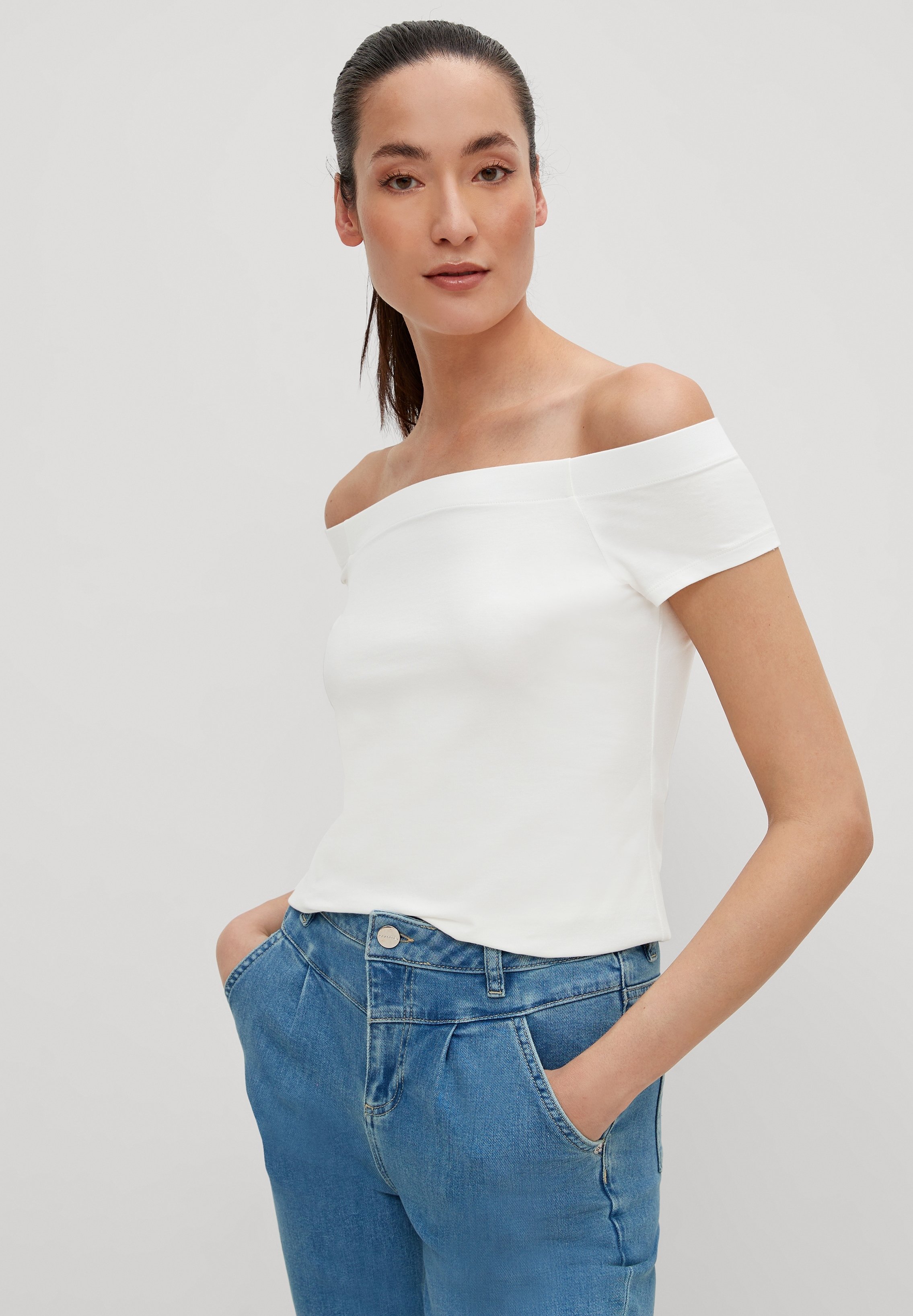 comma Basic T-shirt - off white/white 