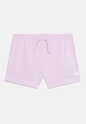 Svijetlo ljubičaste kratke hlače s elastičnim pojasom i vezicom, s malim bijelim logotipom Converse All Star na donjem desnom dijelu nogavice.