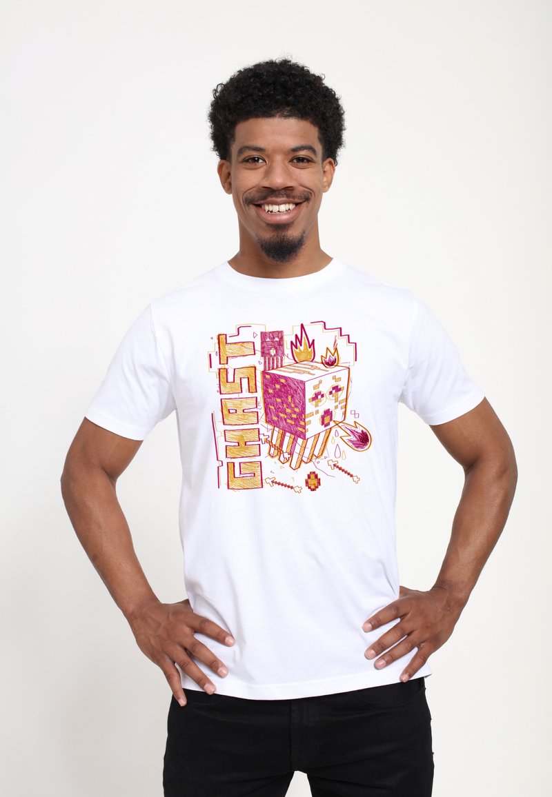 Henry Tiger - MINECRAFT ACID SKETCH GHAST - T-shirt print - white, Vergroten