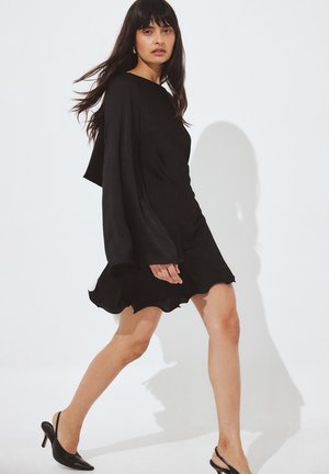 CRINKLE WATERFALL BACK MINI  - Freizeitkleid - black