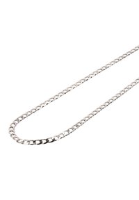 Sølv kædedesign med runde led, glat tekstur og en poleret finish. Designet har jævnt fordelte forbindelser og holdbarhed.