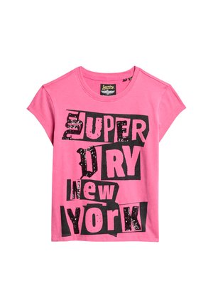 Superdry & Co EMBELLISHED CAP SLEEVE - T-shirts print - sweet fuchsia pink