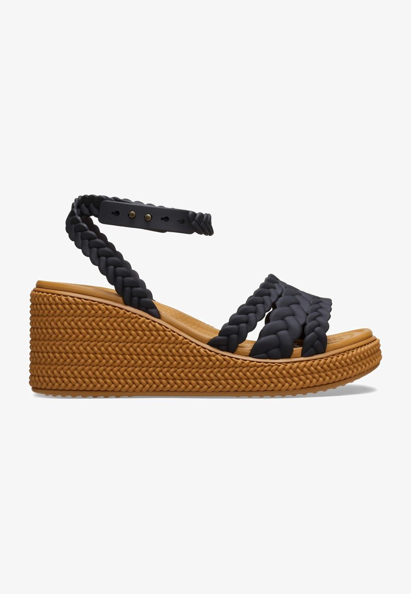 Crocs BROOKLYN WOVEN - Sandalen met sleehak - black
