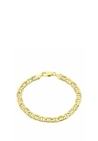 Bracciale in oro con anelli intrecciati, dotato di una chiusura sicura. Texture liscia e finitura lucida, progettato per la durata.