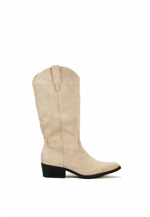 Bottines de cowboy / motard - beige écru