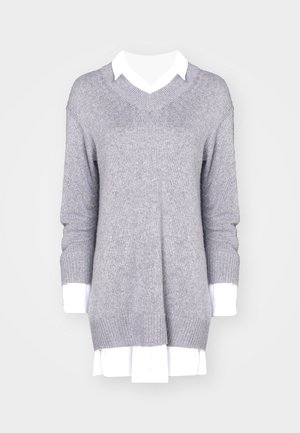Cinq à Sept, COLLAR SANTINA DRESS - Gebreide jurk - heather grey/white