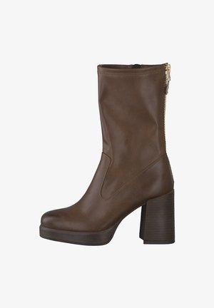 Platform ankle boots - chestnut