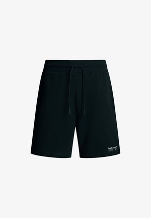 Čierne športové šortky s elastickým pásom, šnúrkou na stiahnutie a bočnými vreckami. Na spodnej časti vpredu sa nachádza malé logo Red Bull Racing.