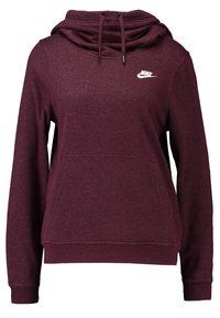 Felpa con cappuccio color marsala realizzata in tessuto morbido, dotata di tasca frontale e del logo Nike bianco sulla parte superiore sinistra del petto.