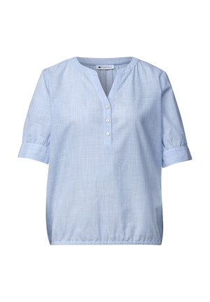 Street One, CHAMBRAY BLUSE MIT SPLIT NECK UND ELASTIKSAUM - Blouse - original blue
