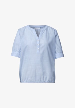 Street One, CHAMBRAY BLUSE MIT SPLIT NECK UND ELASTIKSAUM - Bluse - original blue