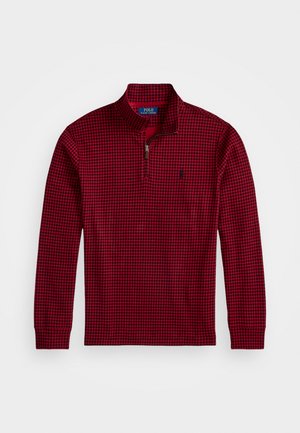 CHECKED ESTATE RIB QUARTER ZIP PULLOVER - Mikina - red/black