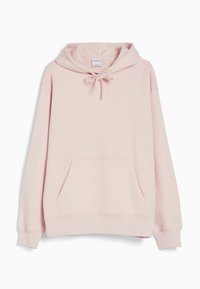 Felpa con cappuccio rosa in tessuto misto cotone, con cappuccio regolabile con coulisse, tasca frontale e polsini e orlo a coste. Design semplice.