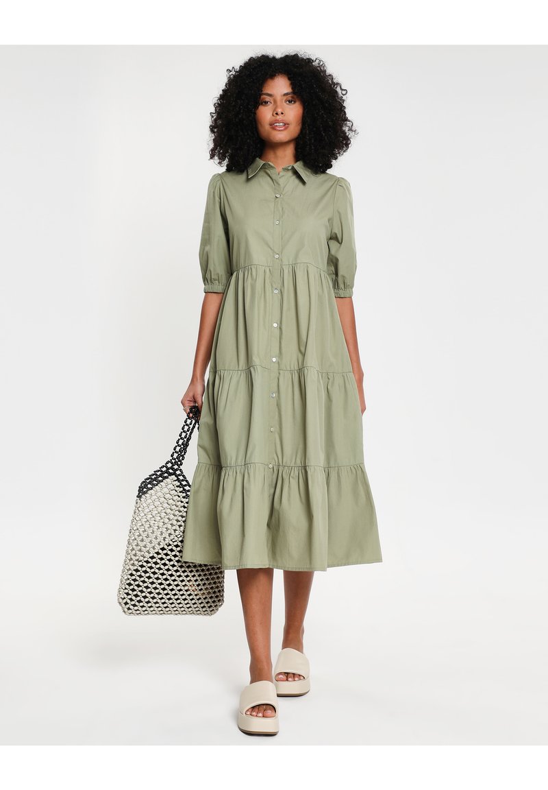 Threadbare LEELA BUTTON DOWN Shirt dress khaki/green Zalando.ie