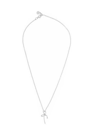 Silberne Kettenhalskette mit einem einfachen, schleifenförmigen Anhänger, glatter Oberfläche und einem Karabinerverschluss. Elegantes und minimalistisches Design.